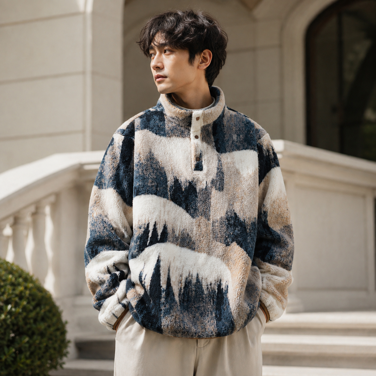 Jackson Abstract Mountain Fleece Pullover