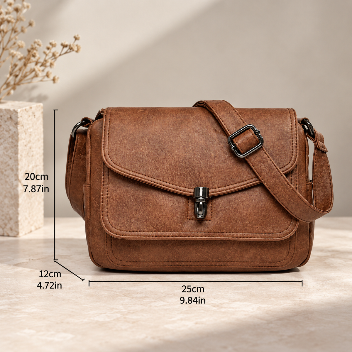 Camille Women’s Vintage-Inspired Crossbody Shoulder Bag with Flap