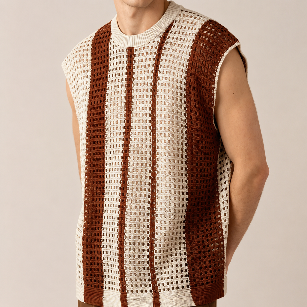 Nolan Men’s Open-Knit Striped Vest