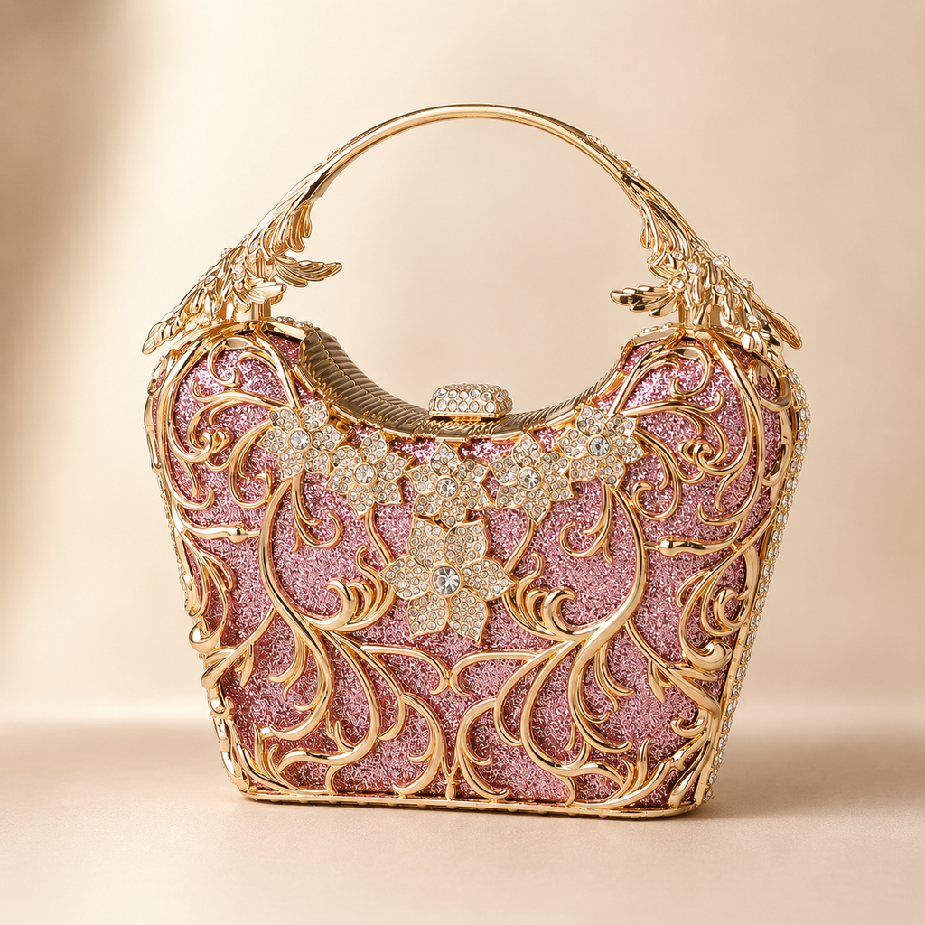 Sylvia's Ornate Filigree Evening Bag | Compact Structured Clutch