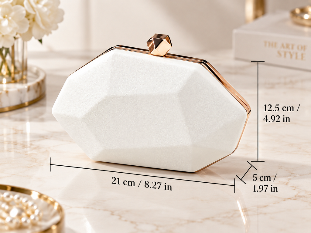 Alessia Geometric Evening Clutch with Faceted Top Clasp