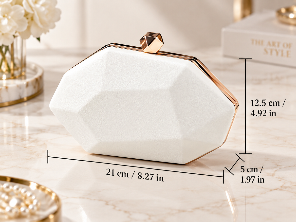 Alessia Geometric Evening Clutch with Faceted Top Clasp