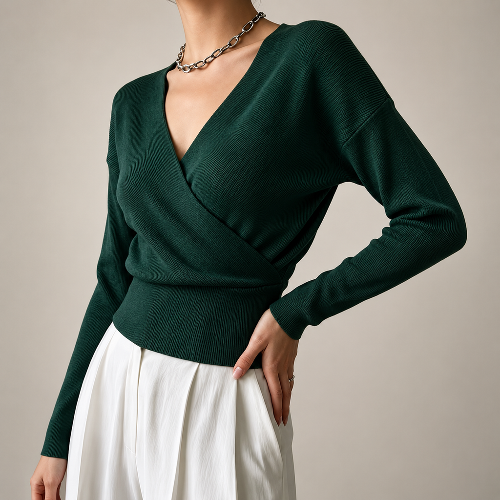Marlow Women’s Wrap-Front V-Neck Sweater