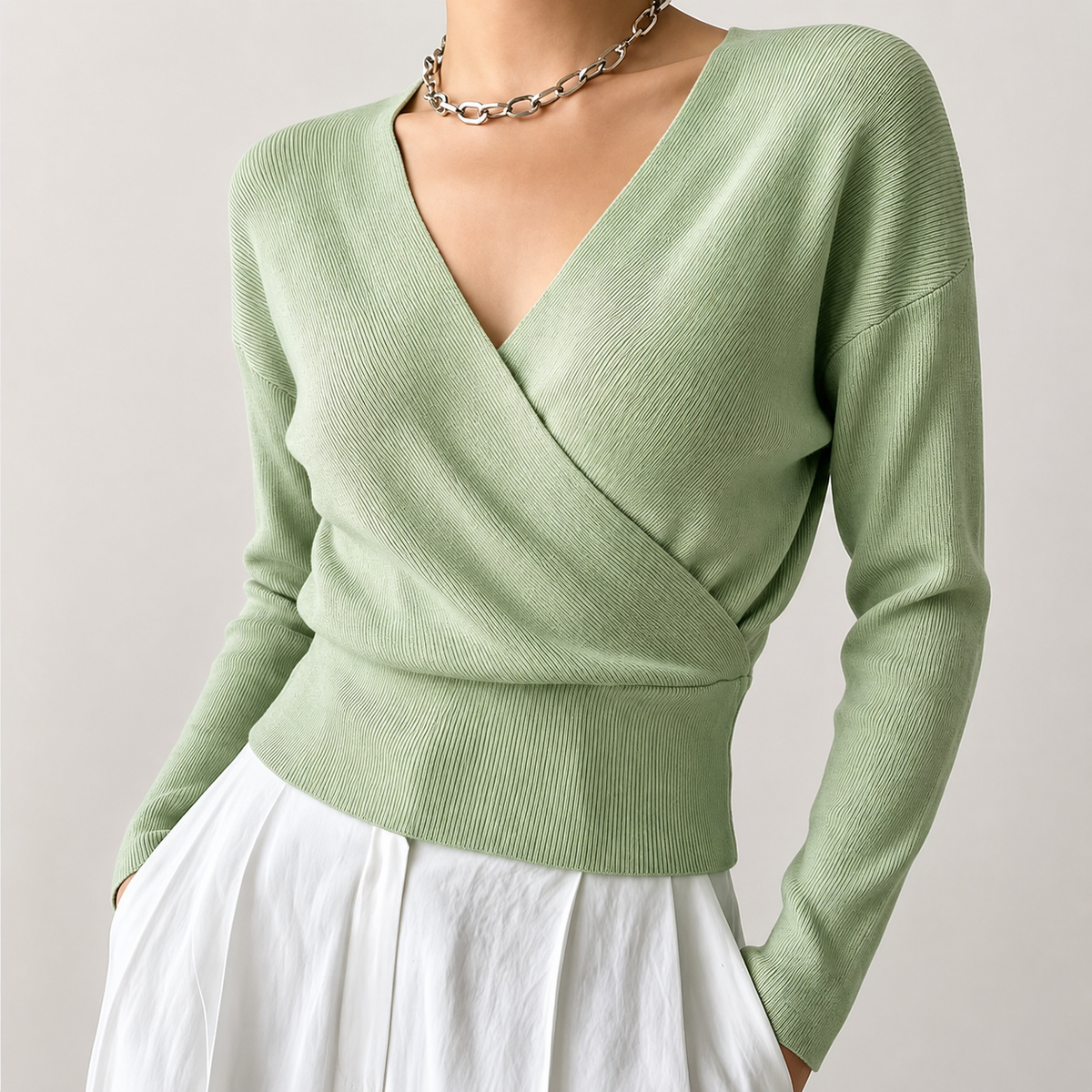 Marlow Women’s Wrap-Front V-Neck Sweater