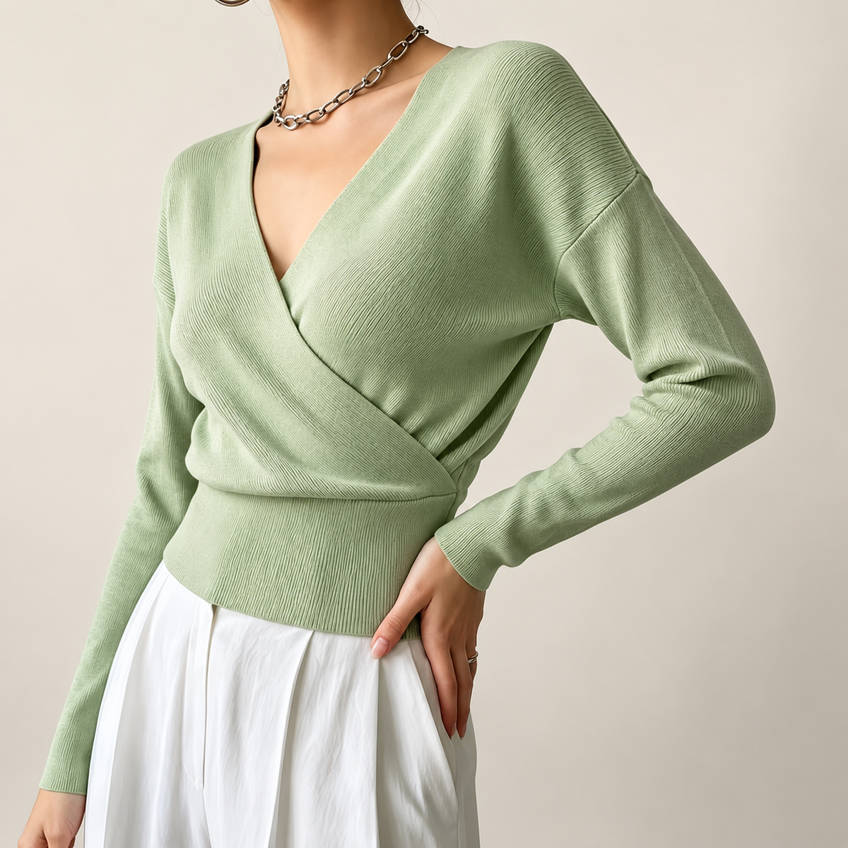 Marlow Women’s Wrap-Front V-Neck Sweater