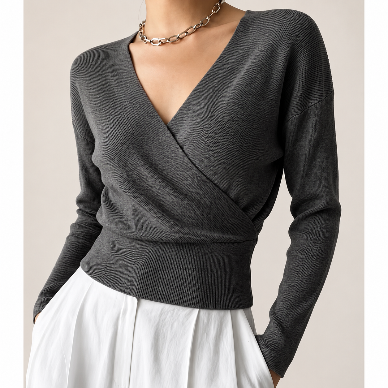Marlow Women’s Wrap-Front V-Neck Sweater