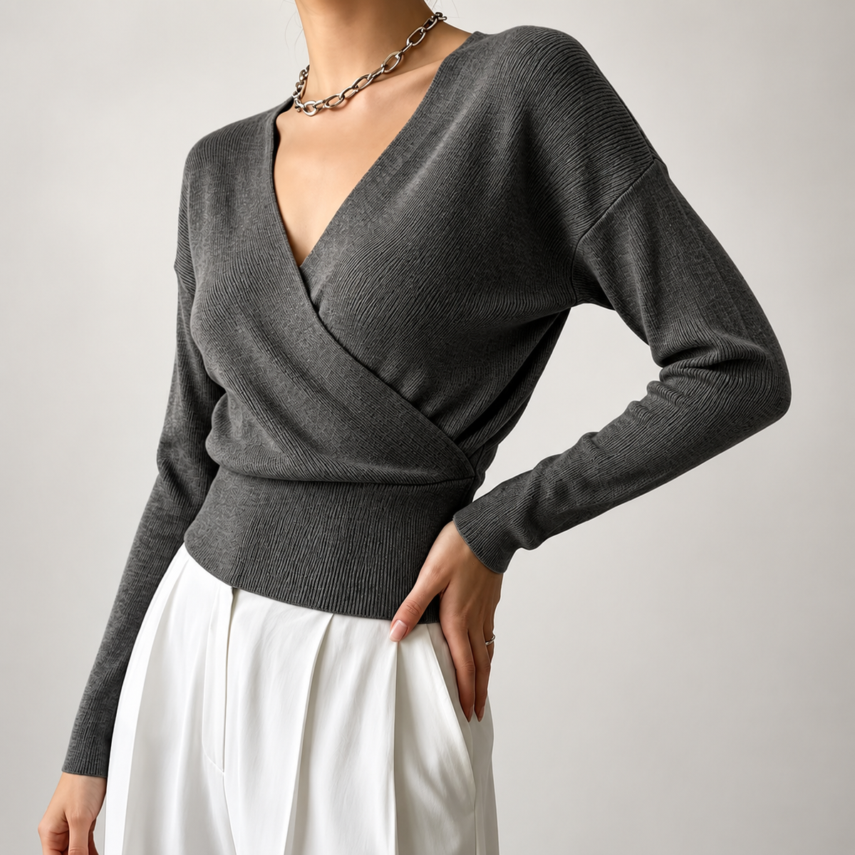Marlow Women’s Wrap-Front V-Neck Sweater