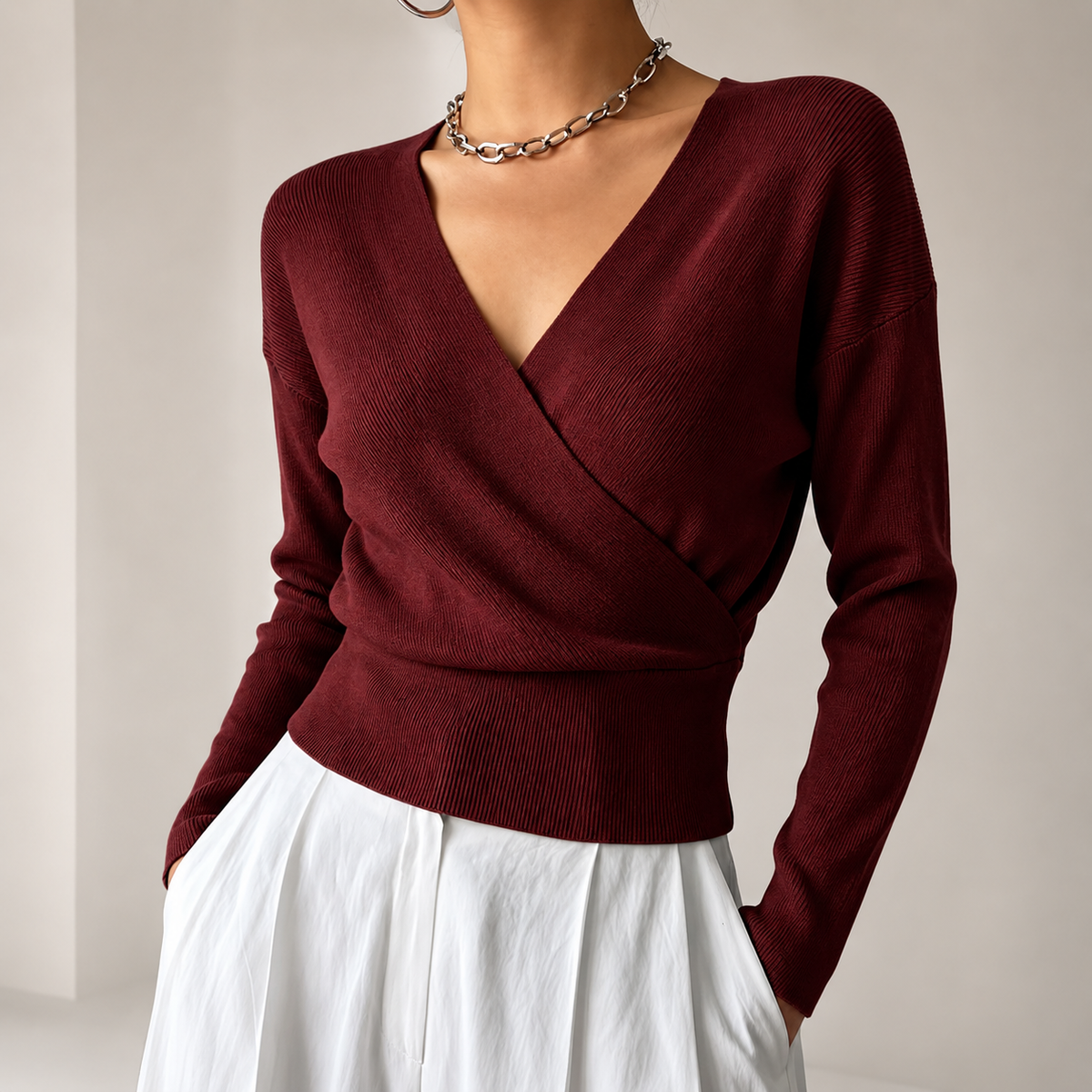 Marlow Women’s Wrap-Front V-Neck Sweater