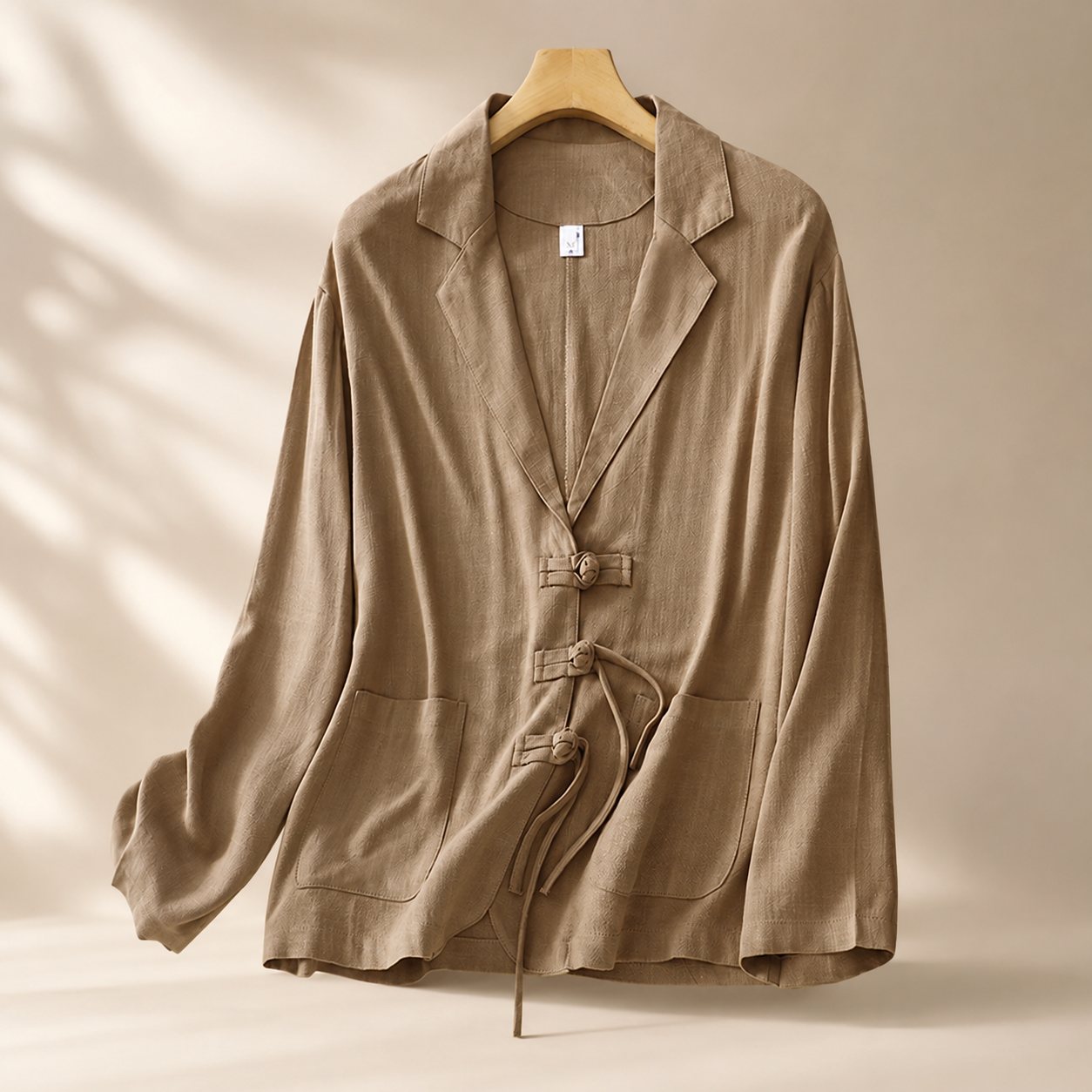 Nova Women’s Linen-Blend Tie-Front Blazer with Pockets