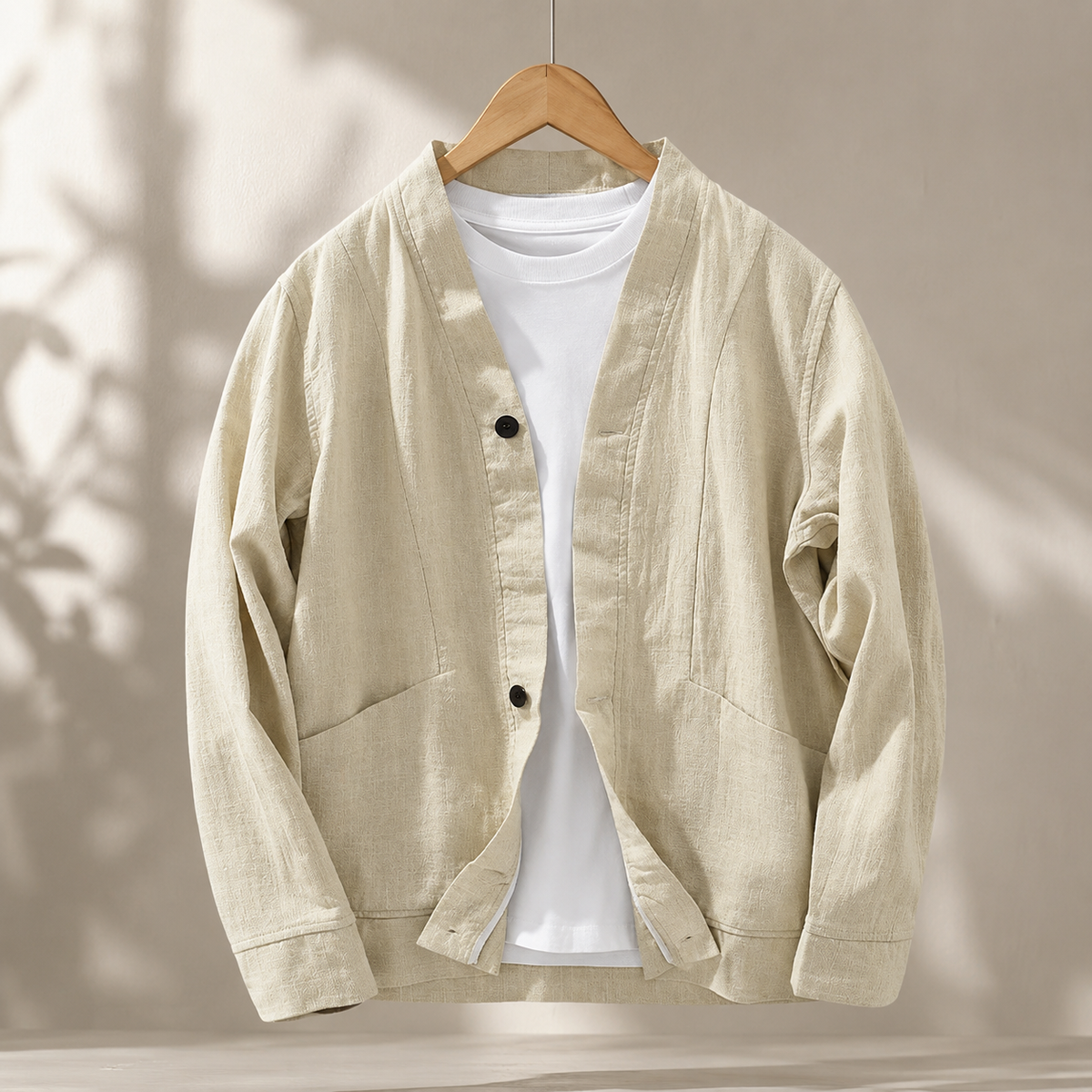Caleb Collarless Button-Front Jacket