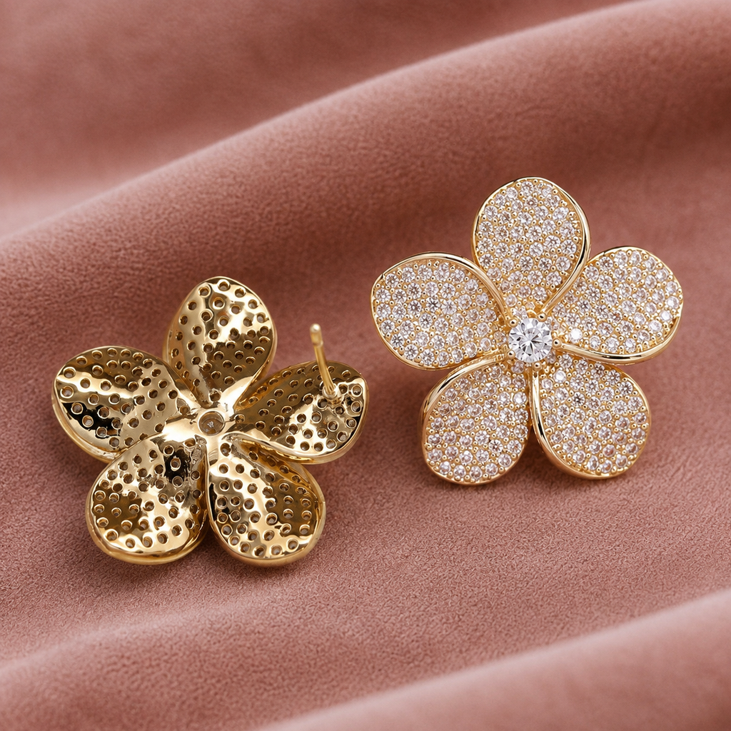 Madison Bloom Crystal Flower Stud Earrings