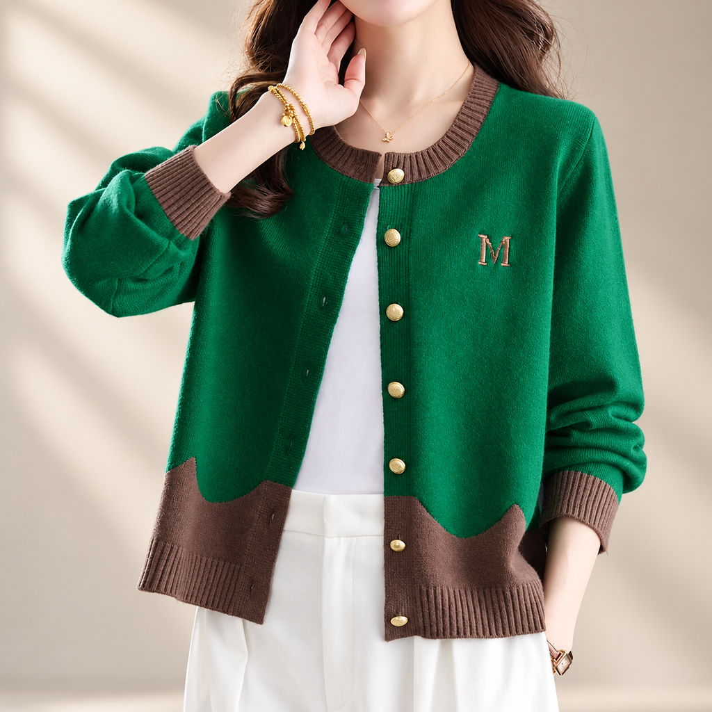 Margot Women’s Colorblock Knit Cardigan – Button Front Long Sleeve Sweater