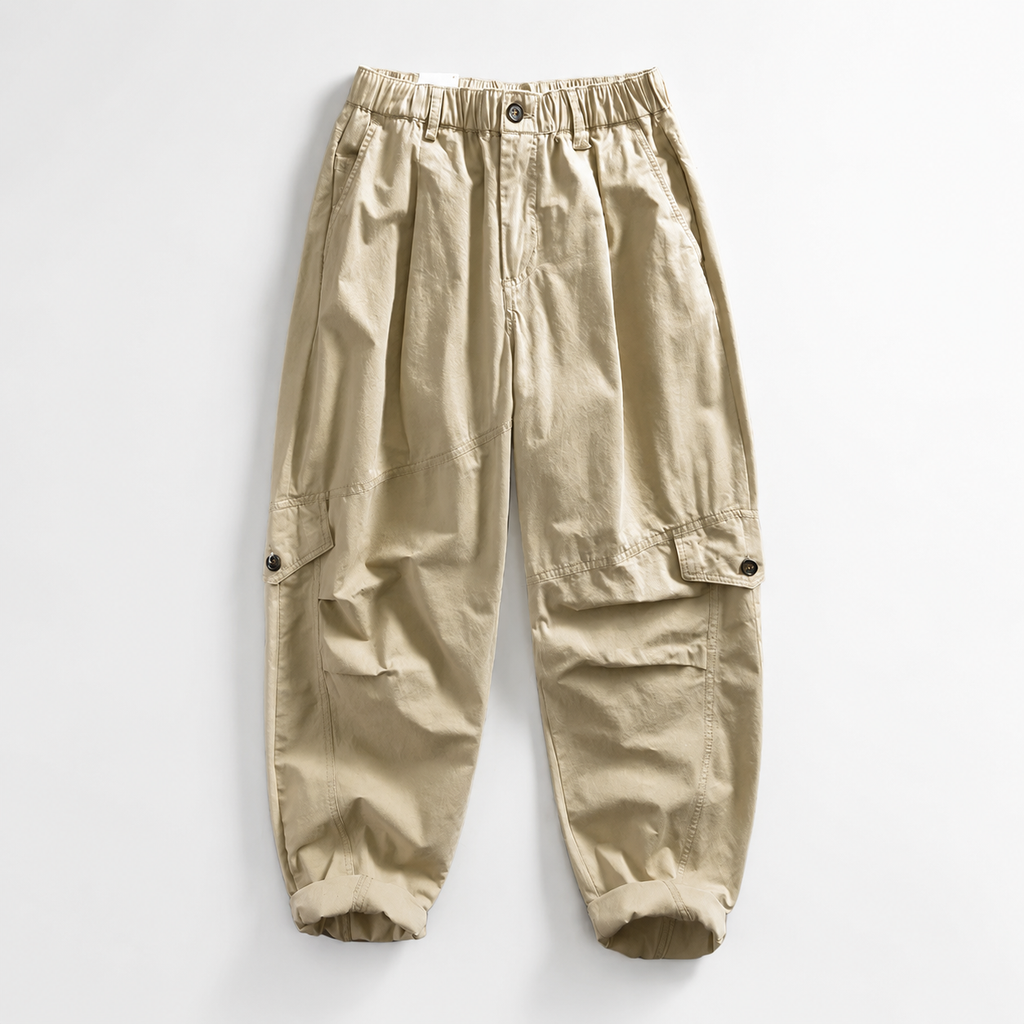 Elliot Relaxed Cargo Pants – Tapered Utility Pants with Flap Pockets