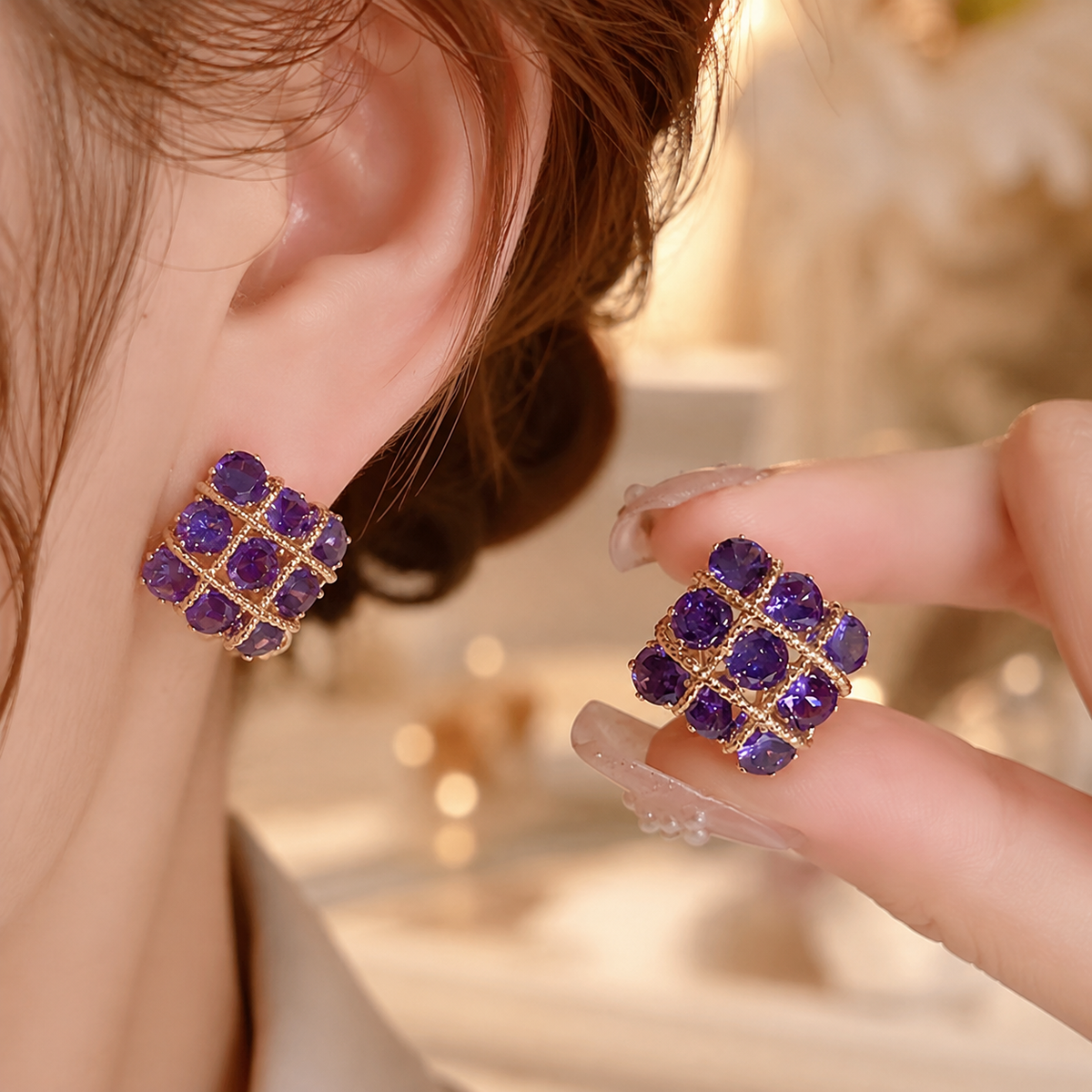 Vanessa Square Crystal Earrings