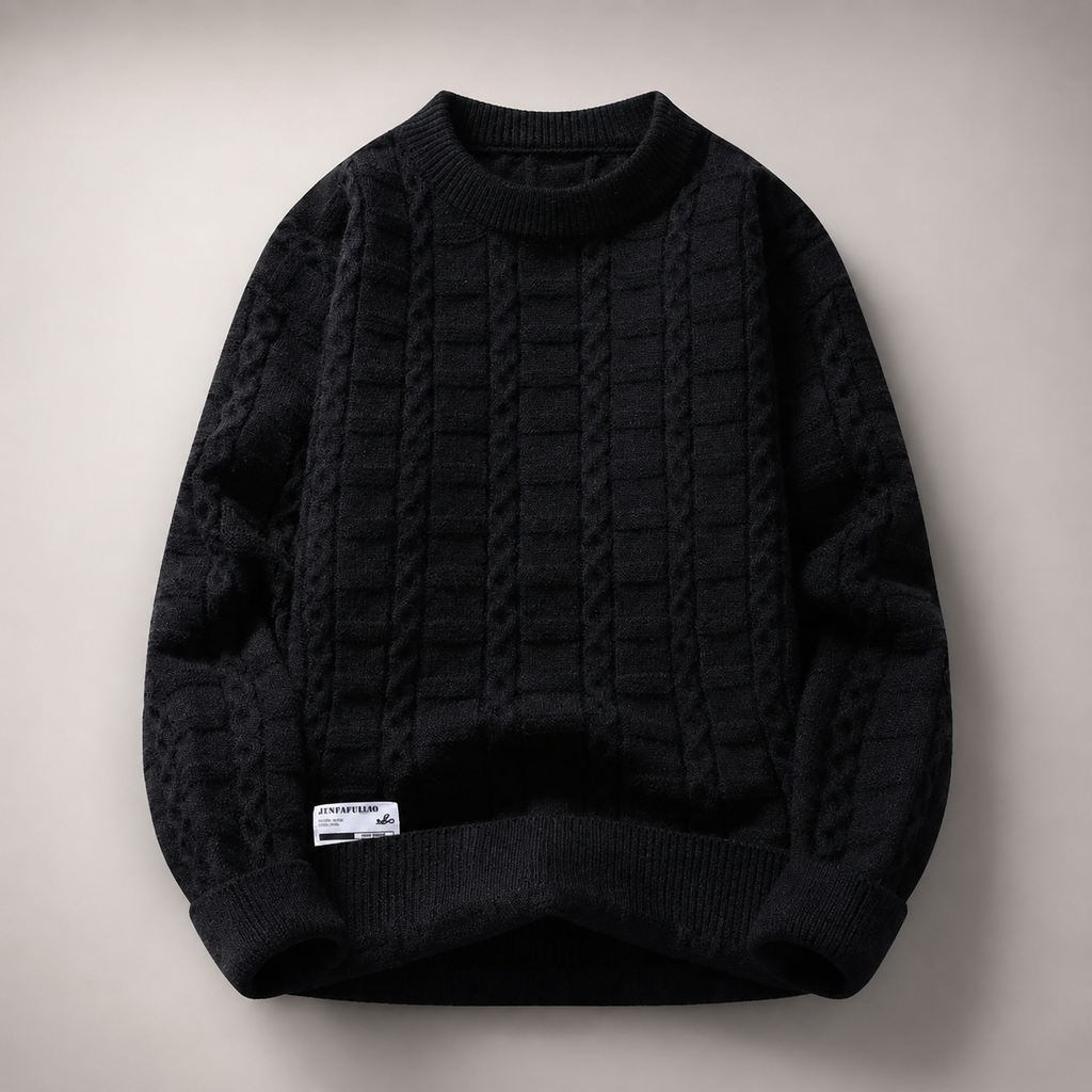 Ethan Textured Cable-Knit Crewneck Sweater
