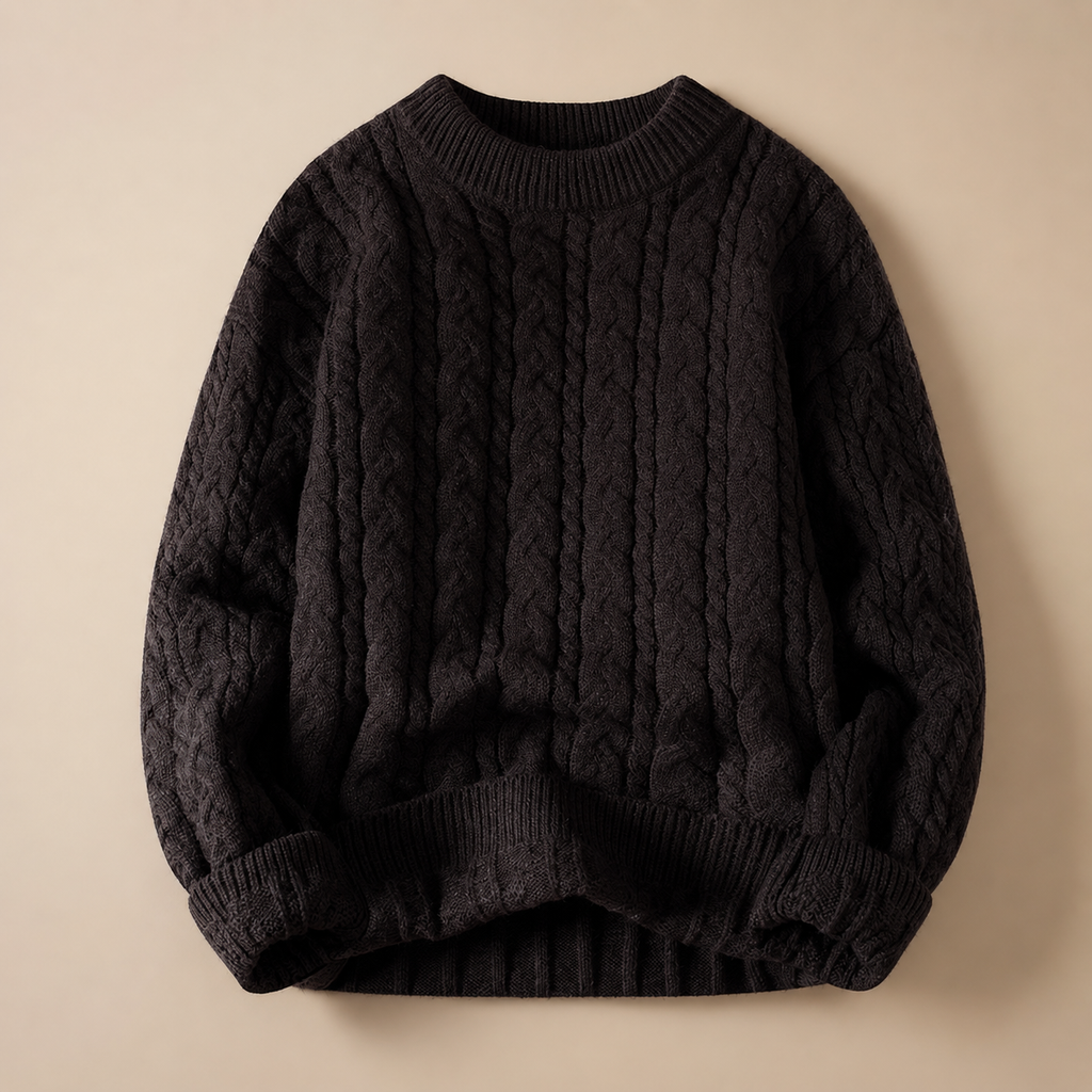 Caleb Men’s Cable Knit Crewneck Sweater