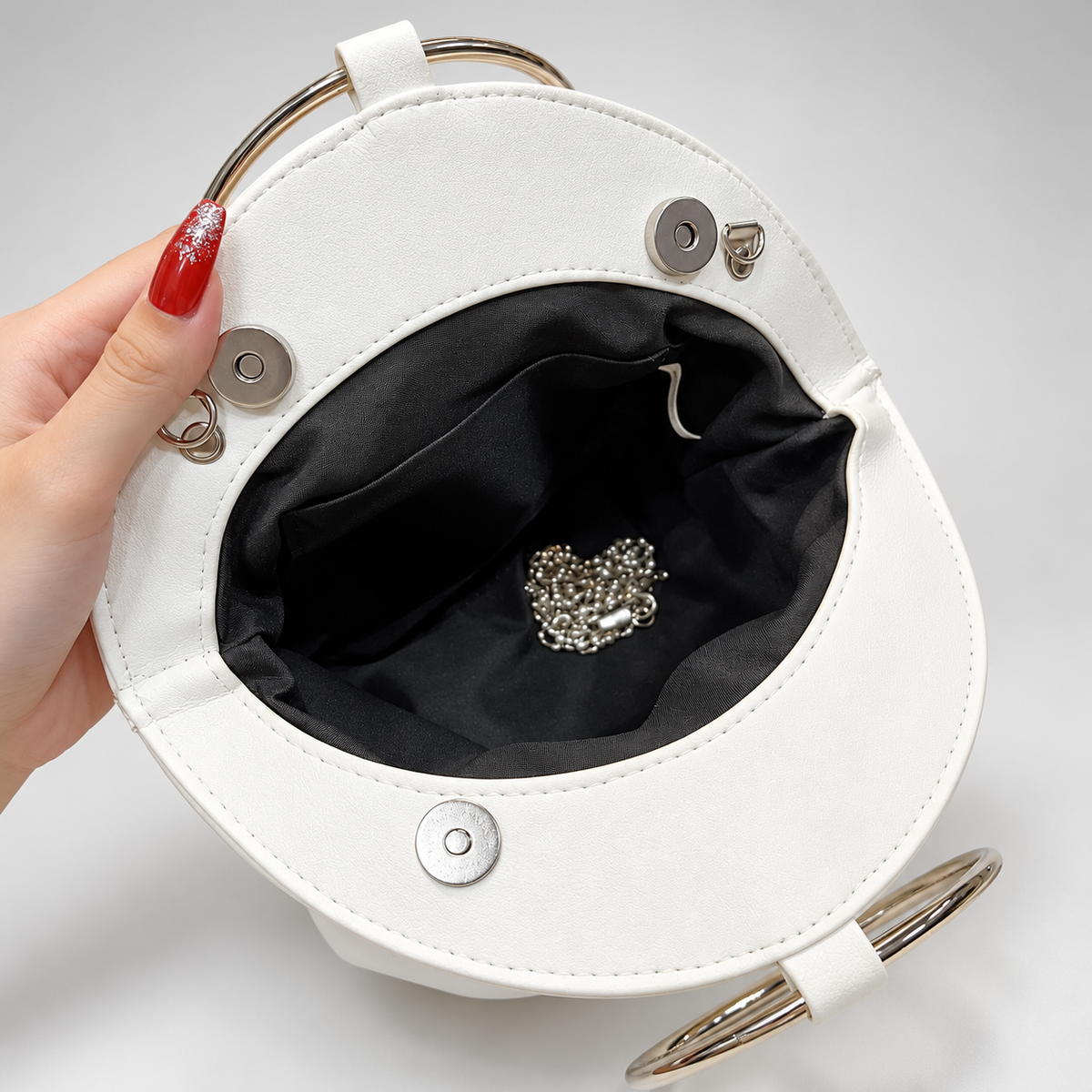 Vivienne Rhinestone Evening Clutch Bag with Gold Ring Handle