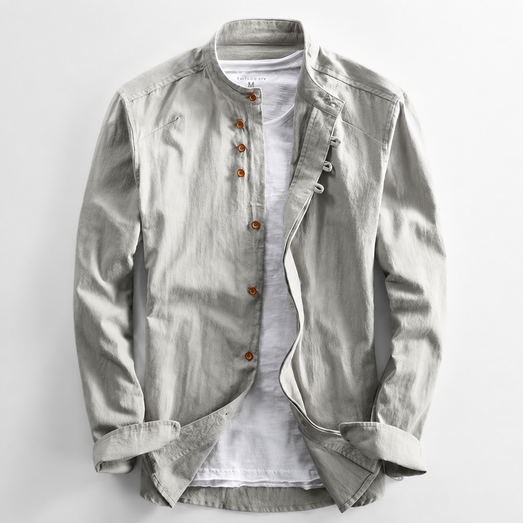 Ethan Men’s Linen-Cotton Japanese-Inspired Short-Sleeve Shirt