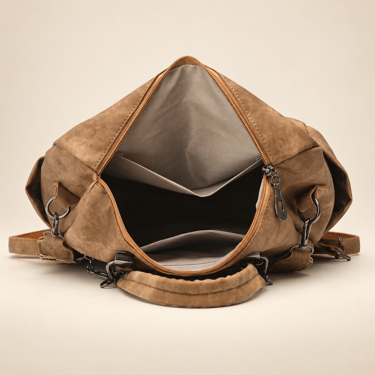 Harper Convertible Multi-Pocket Backpack Tote with Top Handles & Shoulder Strap