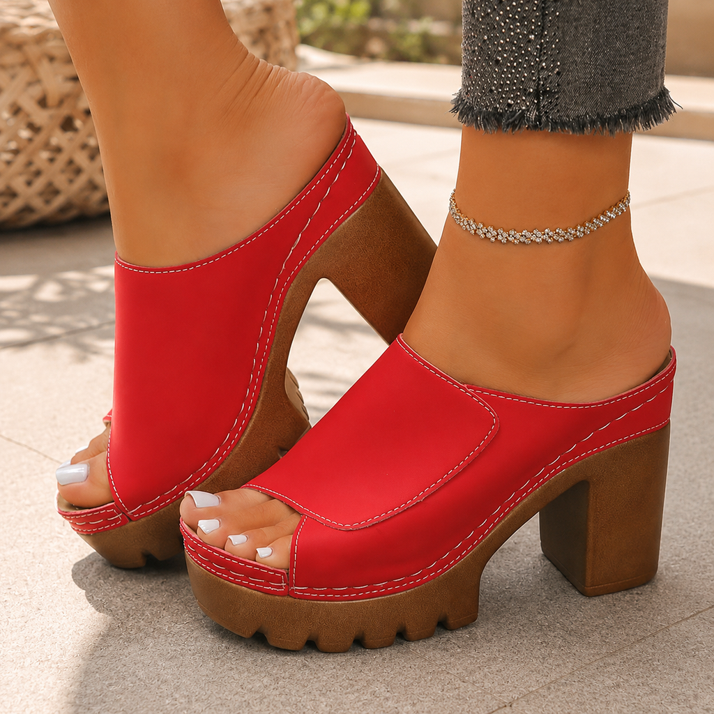 Olivia Platform Block-Heel Sandals