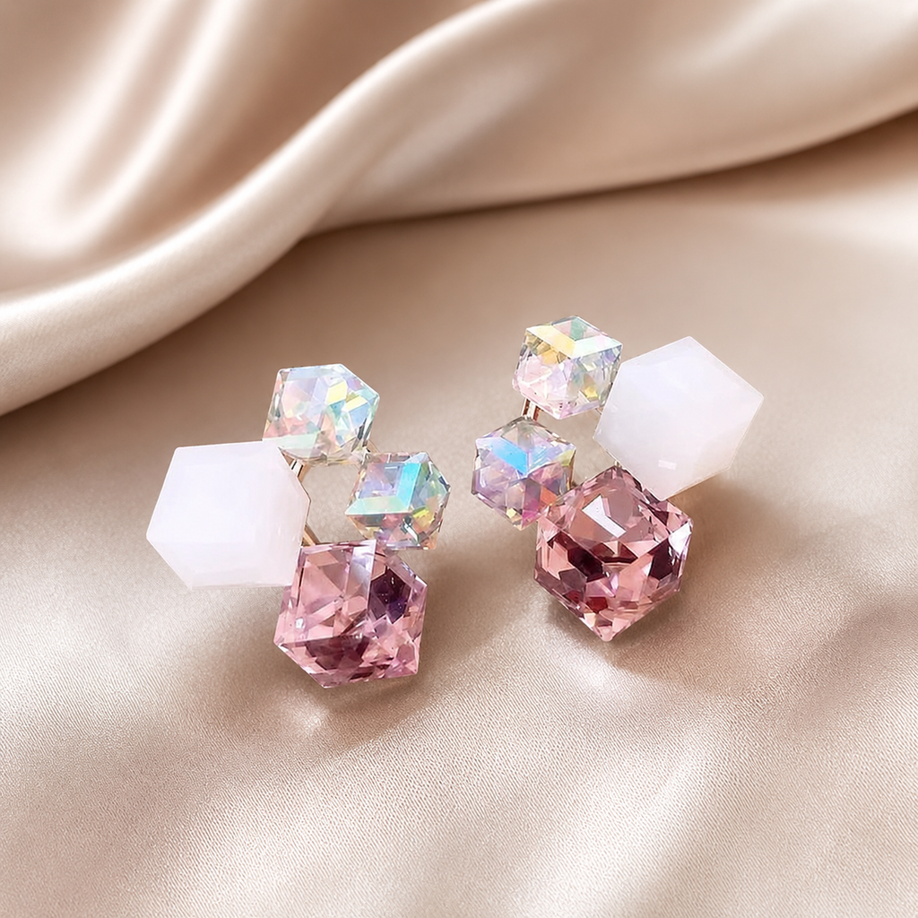 Riley Prism Cube Crystal Stud Earrings