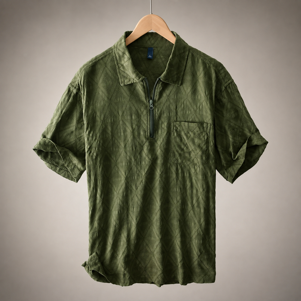 Matteo Textured Quarter-Zip Polo Shirt