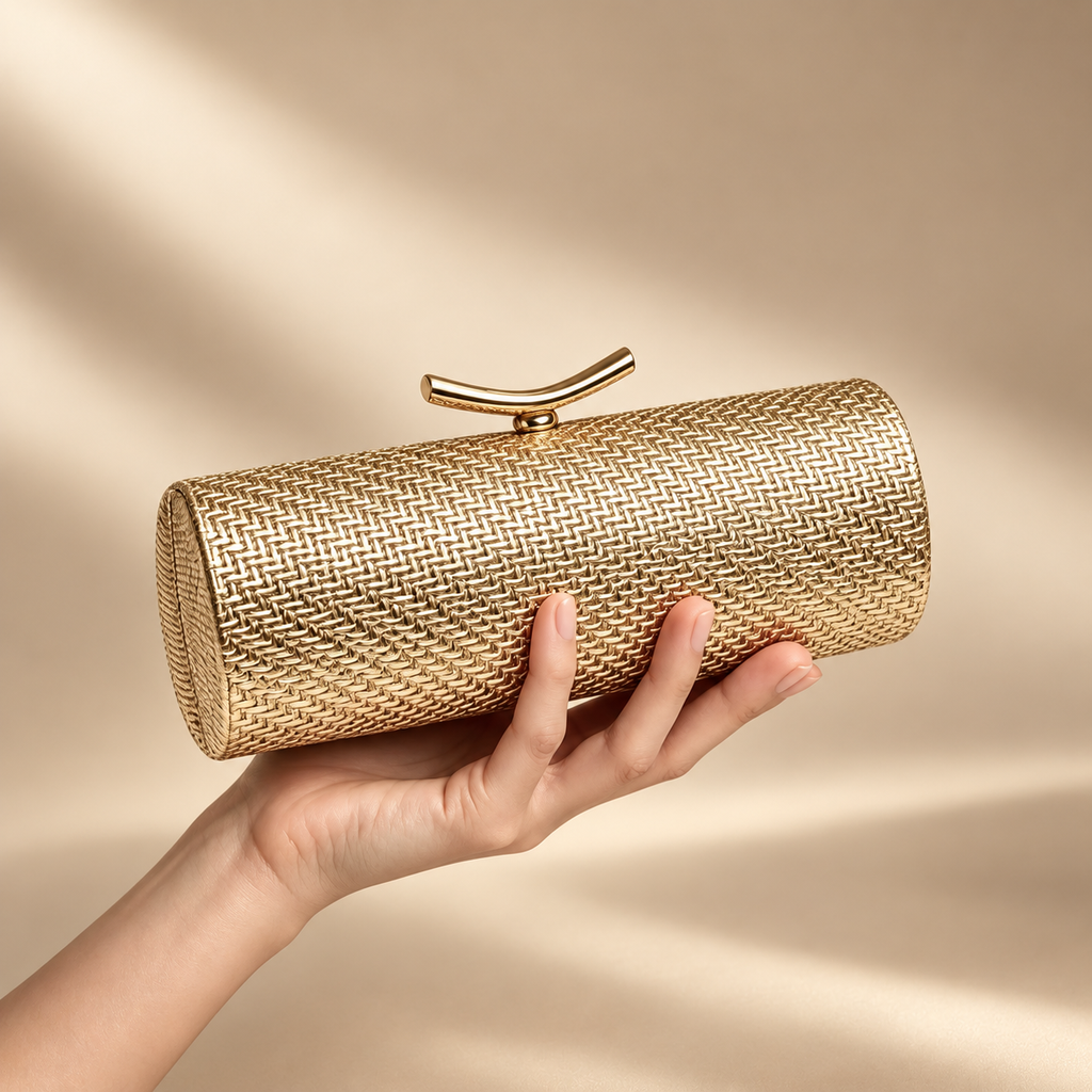 Gianna Metallic Woven Evening Clutch