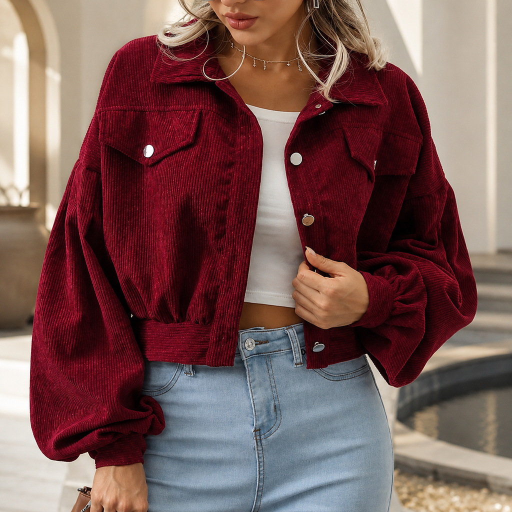 Reagan Cropped Corduroy Jacket