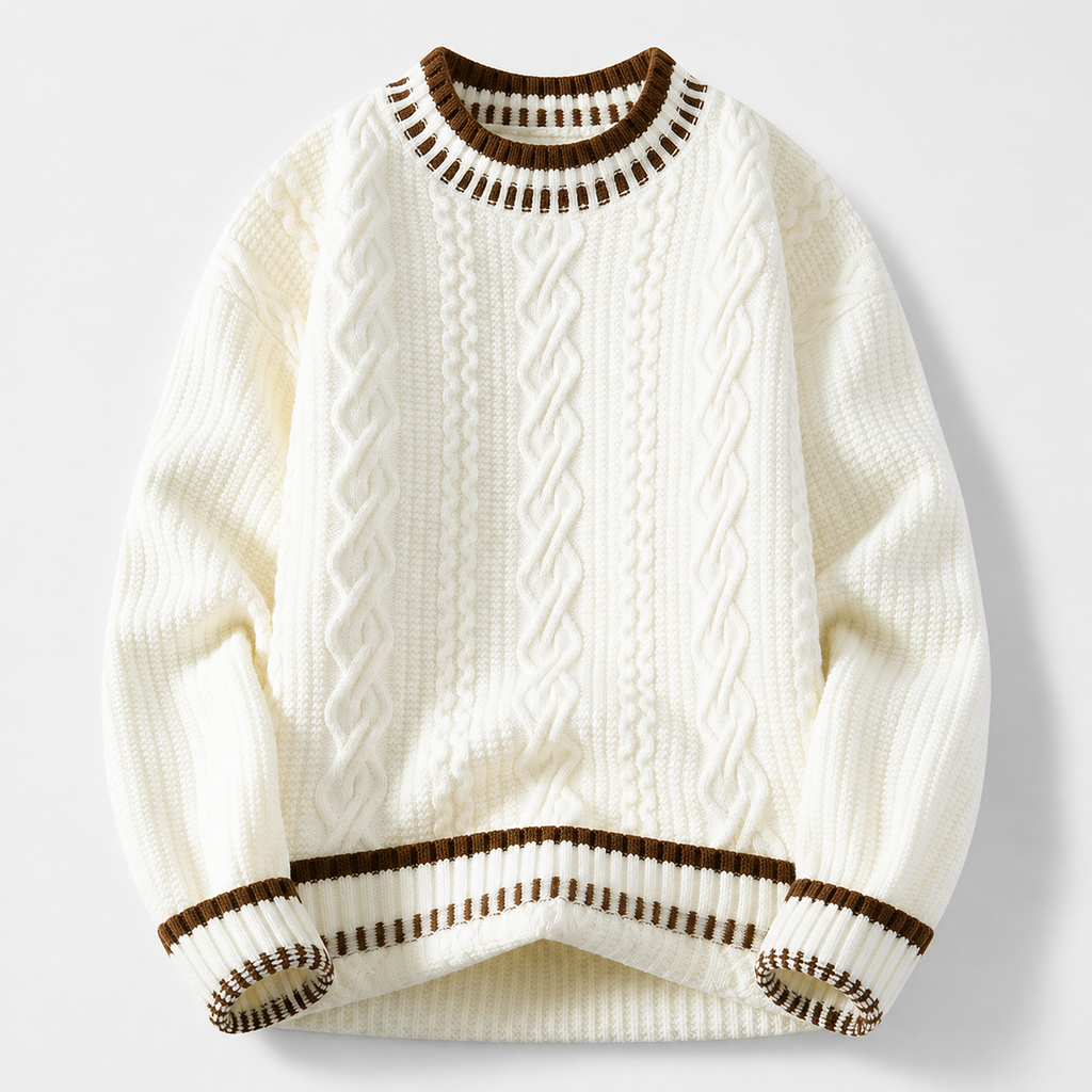 Harrison Cable-Knit Crewneck Sweater