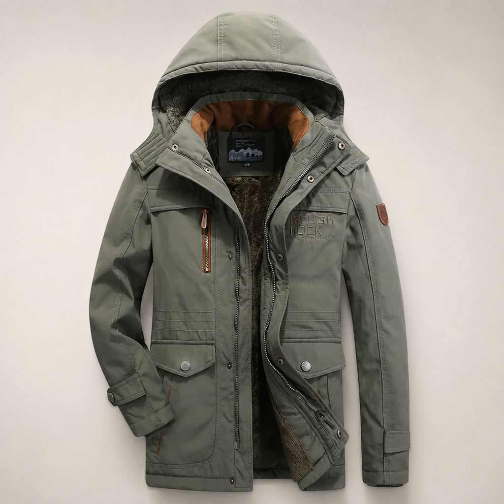 Beckett Hooded Utility Jacket – Plush-Lined Multi-Pocket Zip Jacket