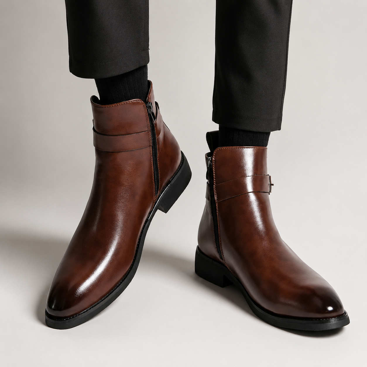 Bennett Men’s Buckle-Strap Ankle Dress Boots