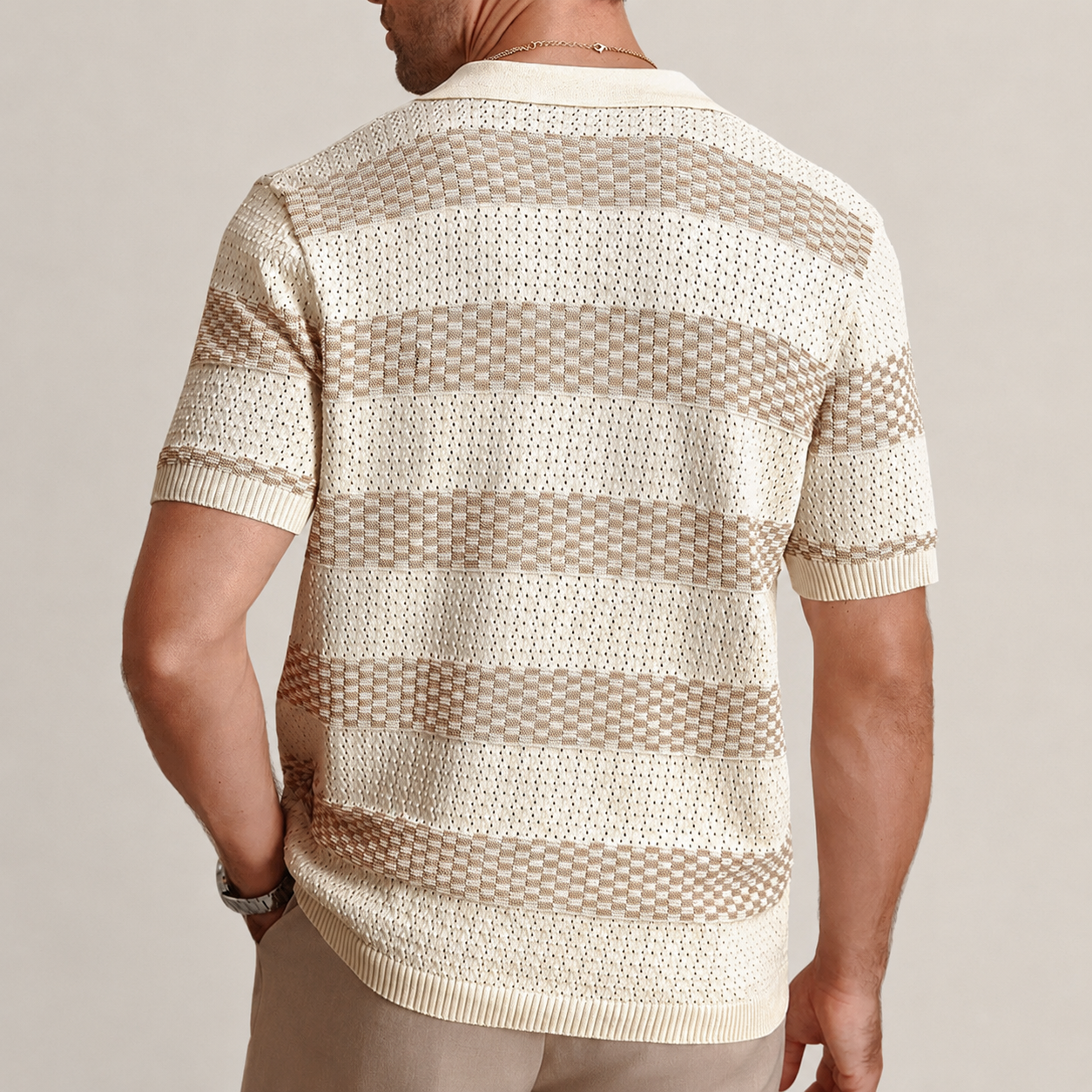 Evan Men’s Textured Stripe Knit Polo