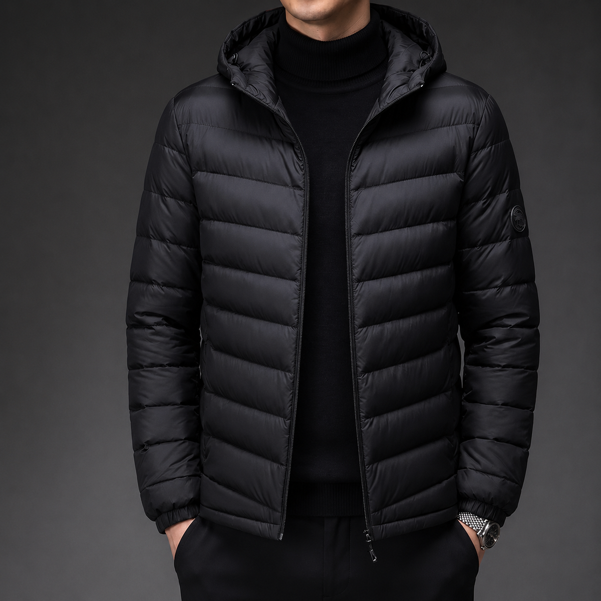 Caleb Men’s Lightweight Hooded Down Puffer Jacket