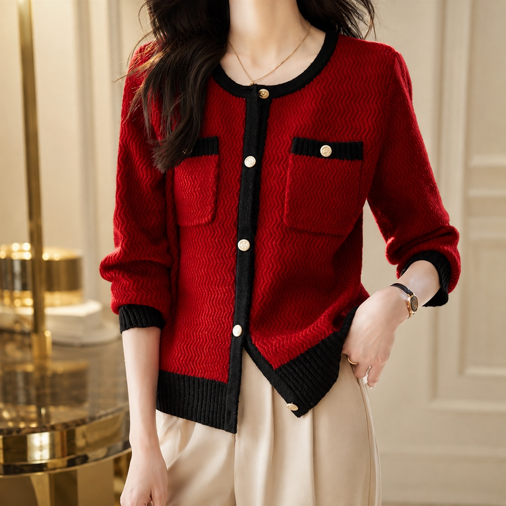 Camille Contrast Trim Knit Cardigan