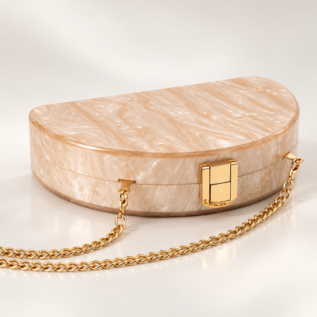 Isabella Pearl Acrylic Half-Moon Clutch Bag