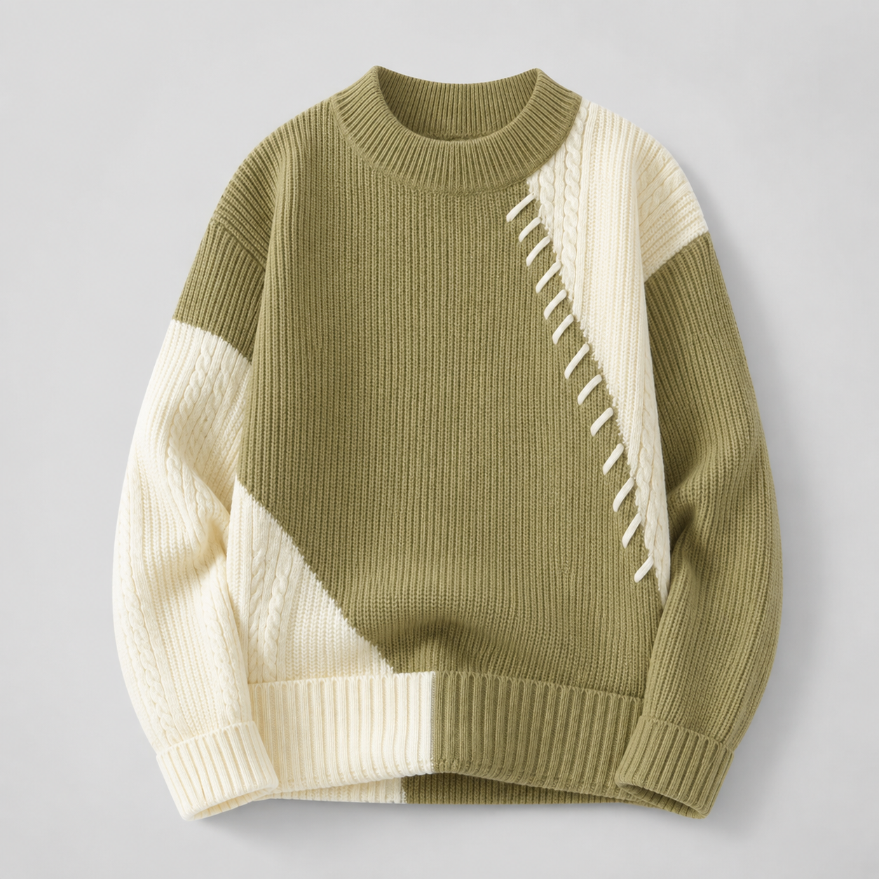 Dorian Asymmetric Color-Block Knit Sweater