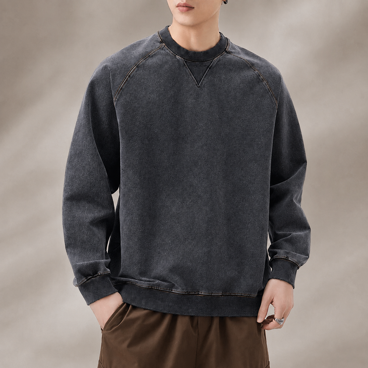 Nico Men’s Washed Knitted Denim Sweatshirt