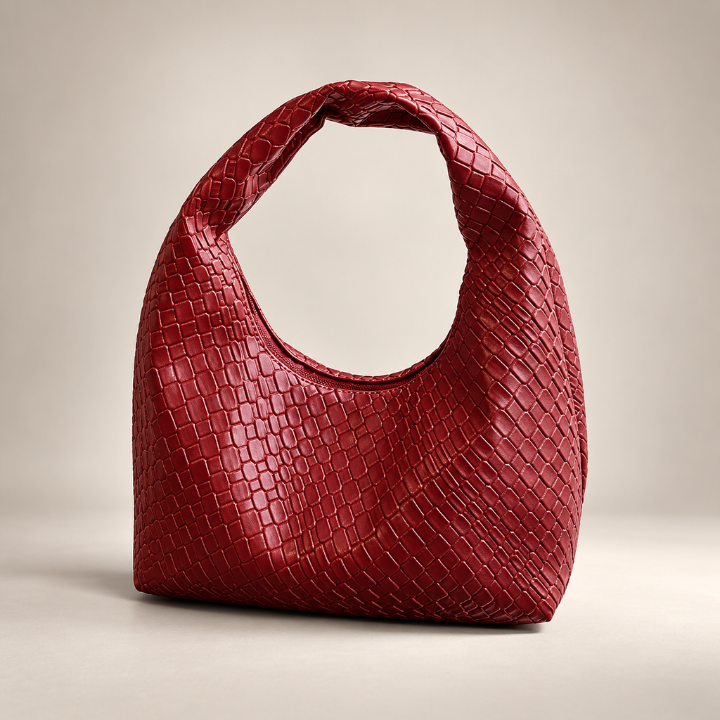 Gianna Croc-Embossed Hobo Handbag with Integrated Top Handle