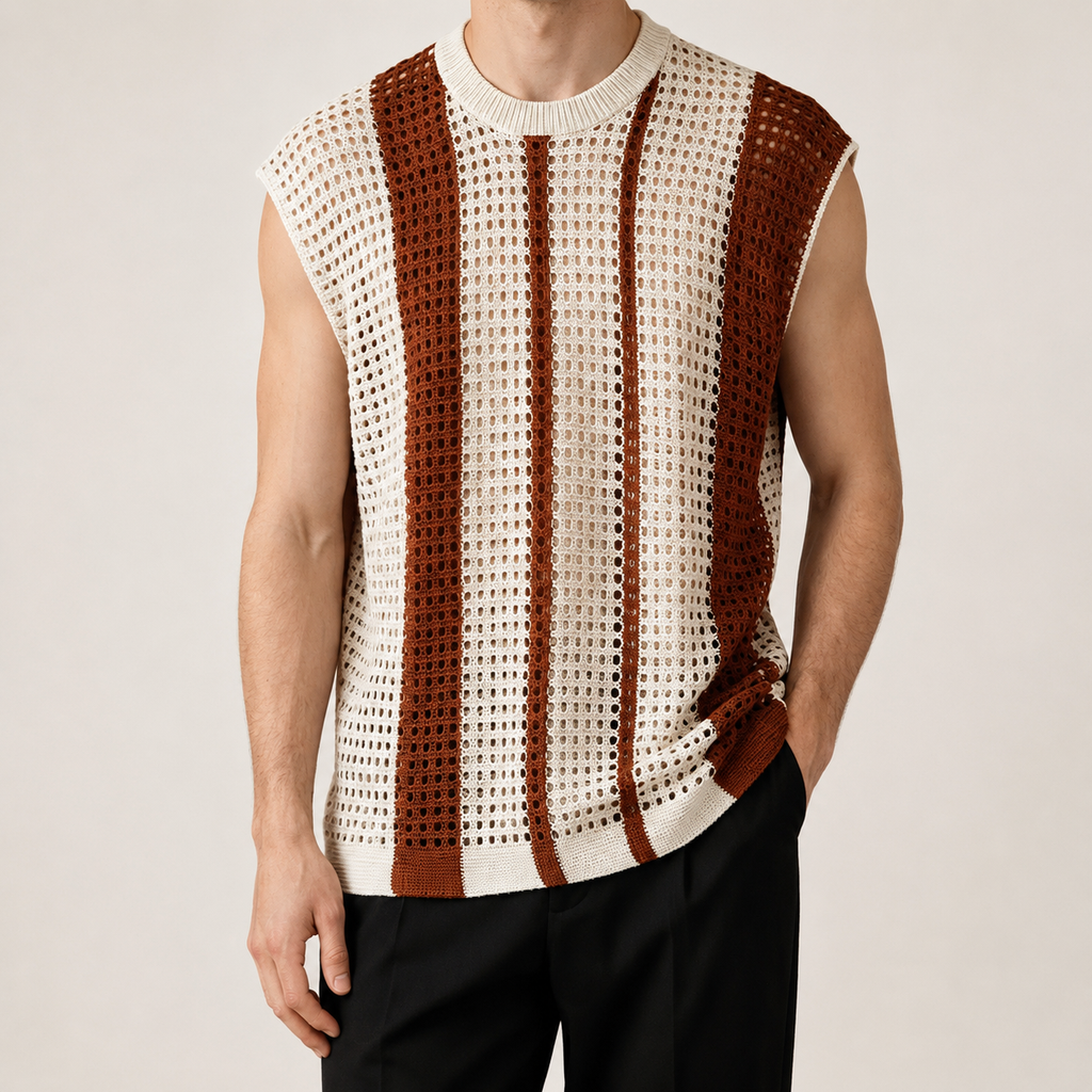 Nolan Men’s Open-Knit Striped Vest