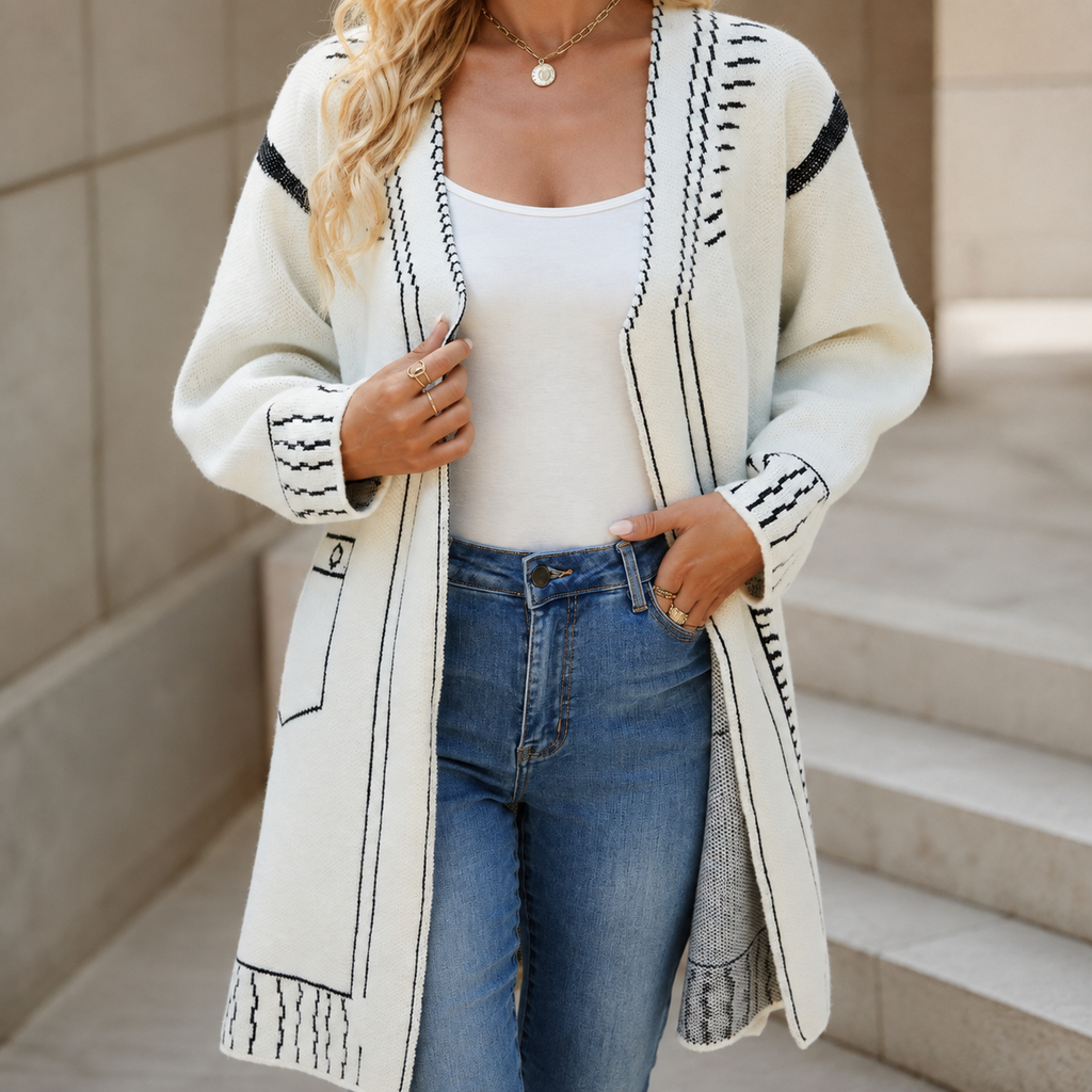 Beatrice Women's Graphic Button-Front Cardigan