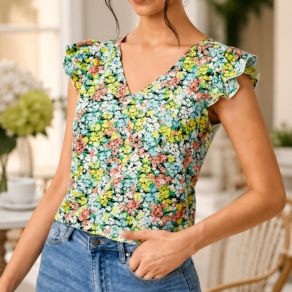 Madeline Floral Ruffle Blouse