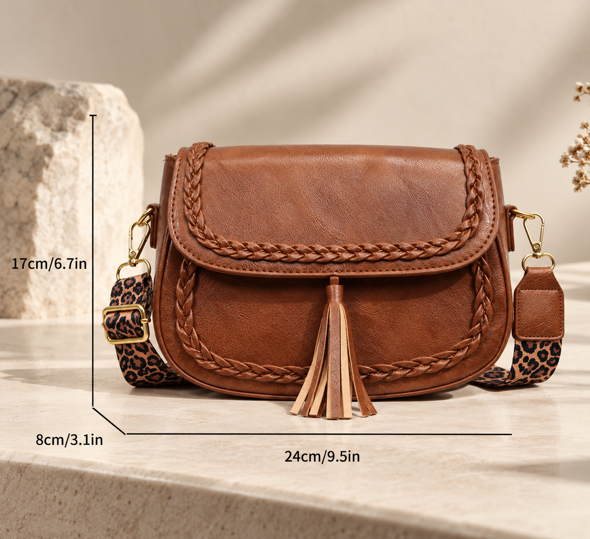 Rosalie Braided Tassel Crossbody Bag – Vintage-Inspired Saddle Shoulder Handbag