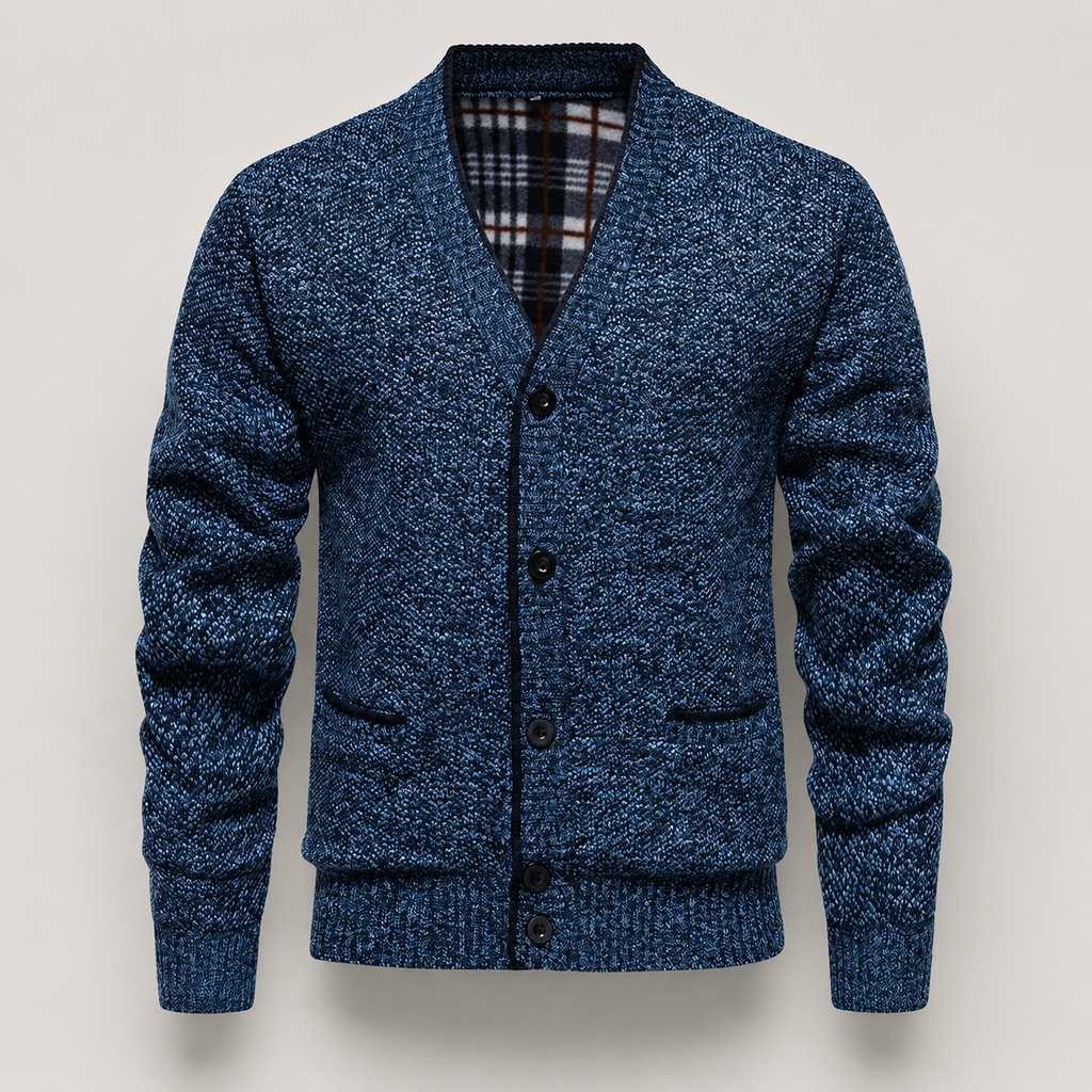 Lorenzo Textured Knit Cardigan – Button-Front V-Neck Sweater