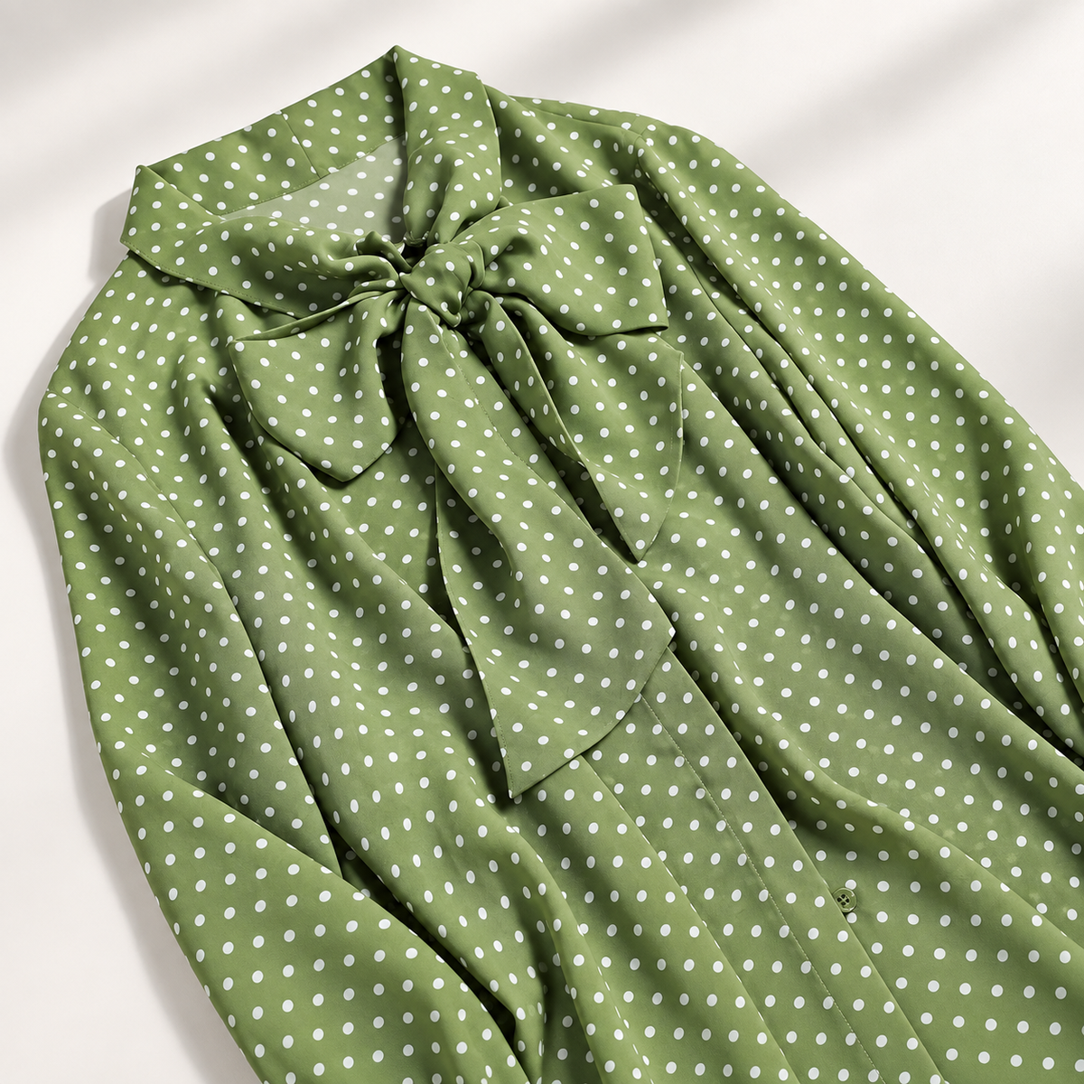 Vivienne Polka Dot Bow Tie Long Sleeve Blouse
