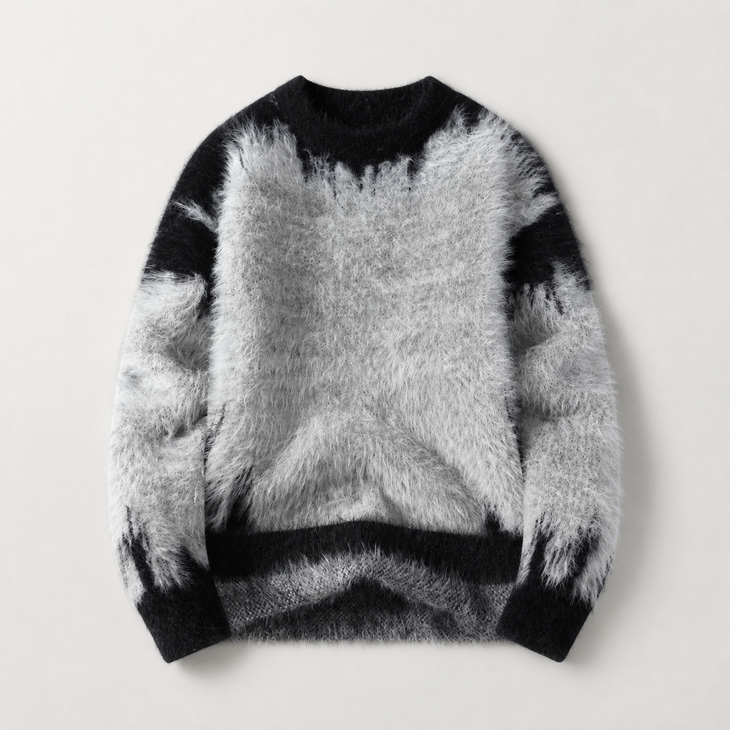Luca Men’s Fuzzy Knit Colorblock Sweater
