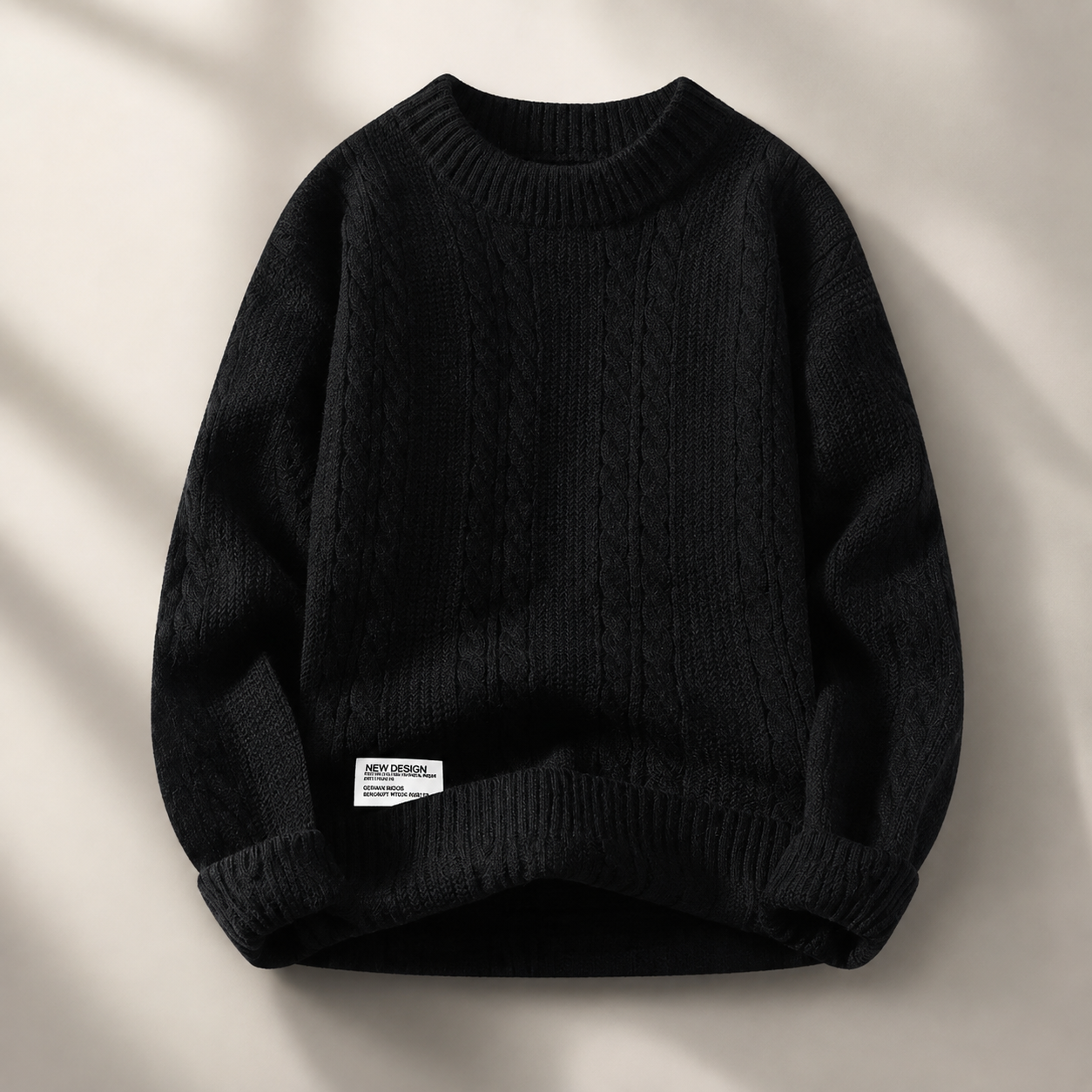 Callum Cable-Knit Crewneck Sweater – Textured Long Sleeve Pullover