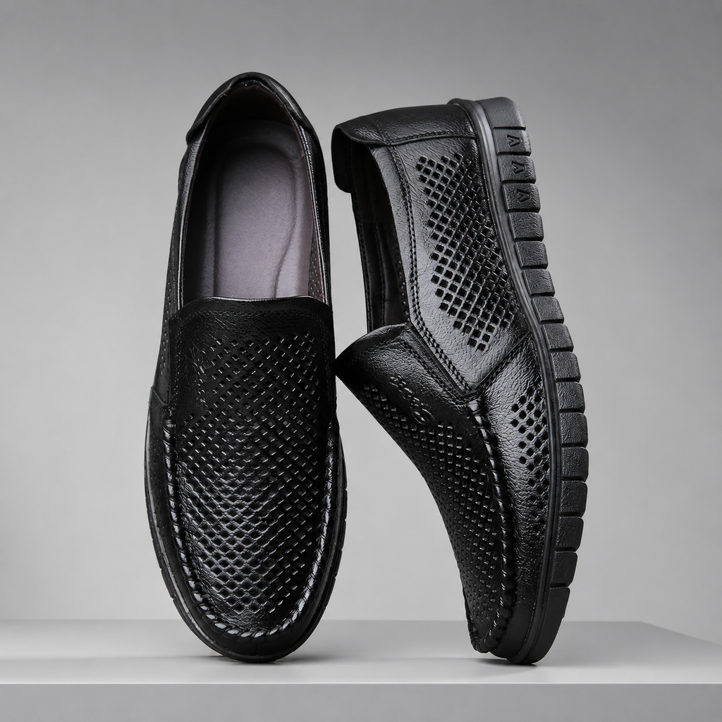 Bennett Men’s Genuine Leather Perforated Slip-On Loafers