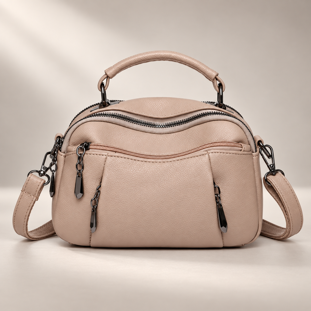 Lucienne Women’s Multi-Pocket Crossbody Handbag – Textured Top Handle Shoulder Bag