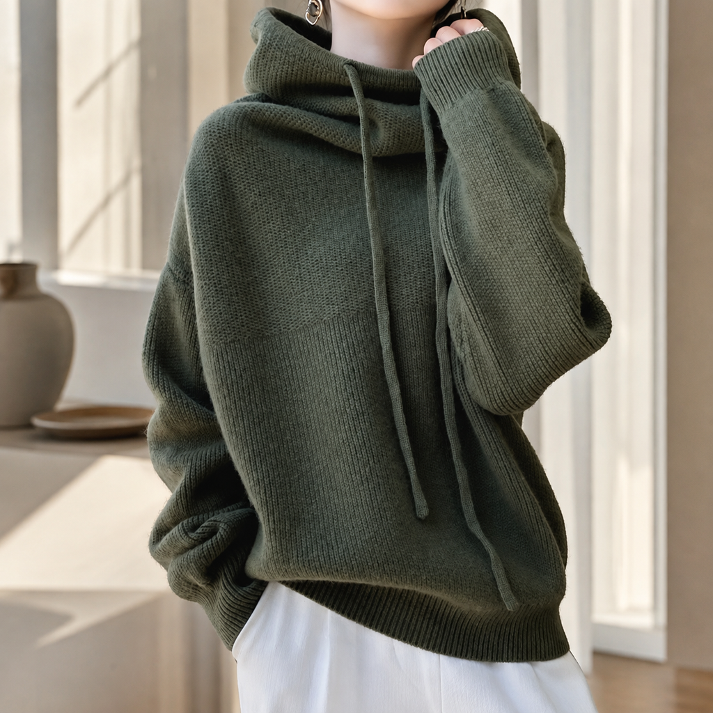 Avery's Relaxed High-Neck Knit Hoodie