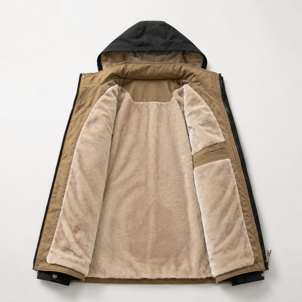 Bennett Men’s Fleece-Lined Hooded Jacket – Full-Zip Utility Winter Coat